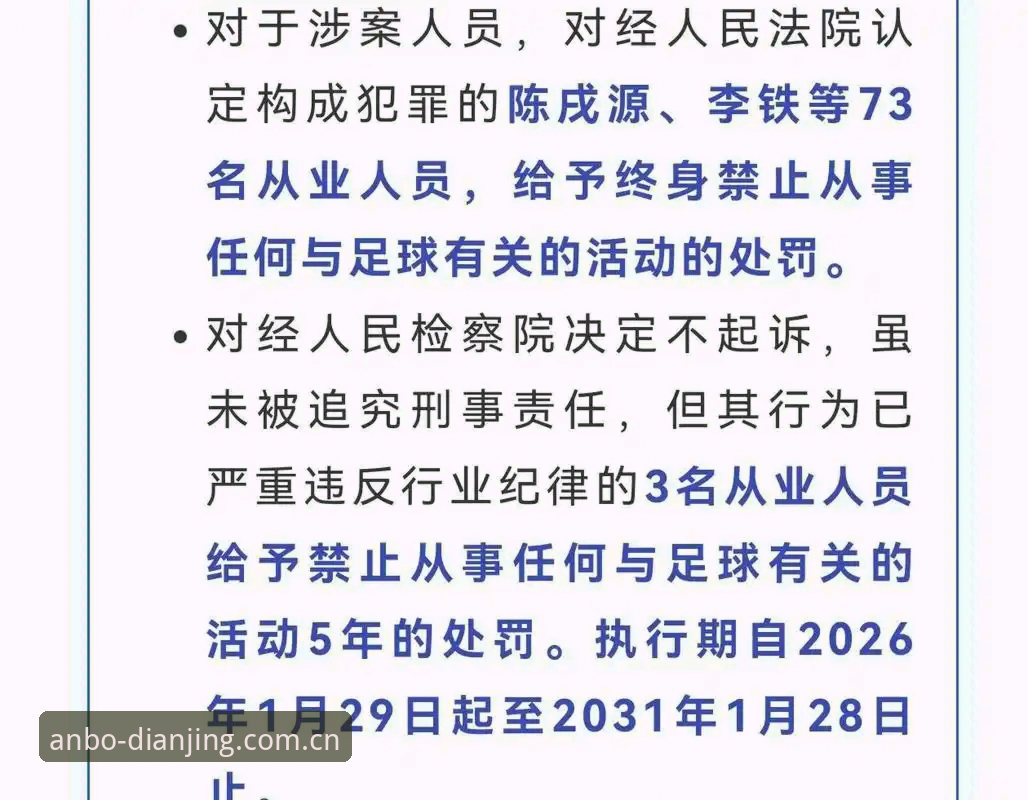 最新安博电竞最新版app 中国足协第三批禁足名单最新动态:17人终身禁足,48人受罚,行业整顿持续深化